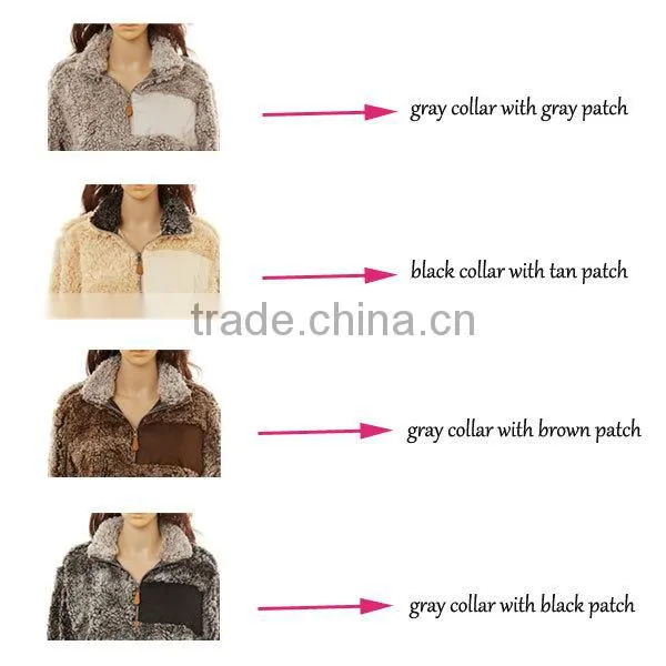 Wholesale Womens Frosted Collar Quarter Zip Sherpa Fleece Pullover