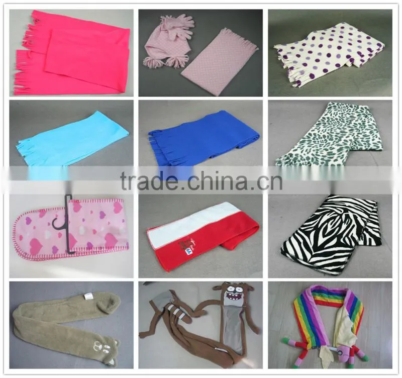 promotional gift scarf anti pilling brushed overlock polar fleece scarf