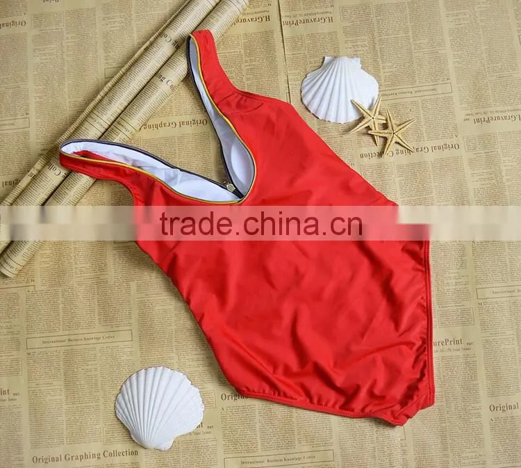 2016 Sexy Hot Women Red Zipper One piece Swimwear
