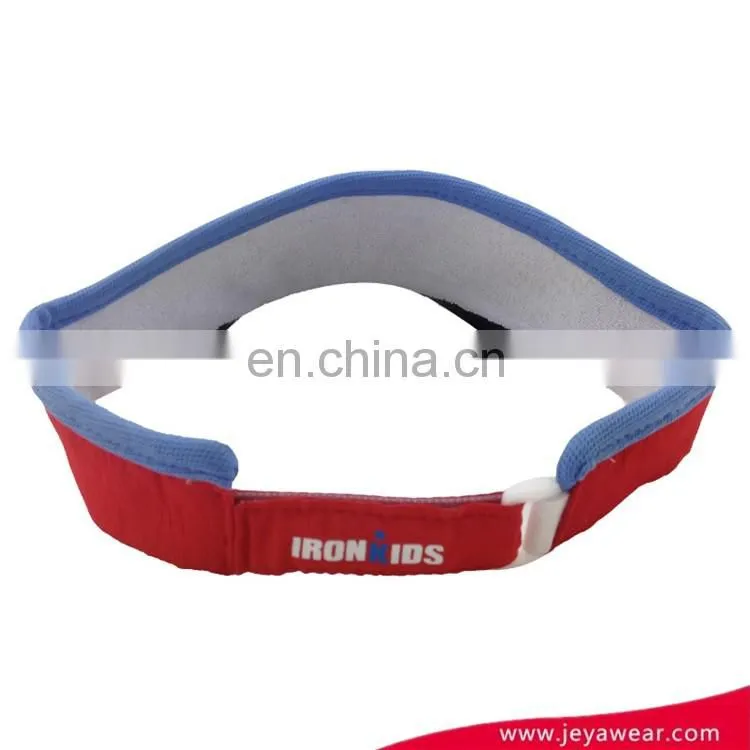 Custom polyester red sun visor cap with "IRONKIDS"embroidery logo