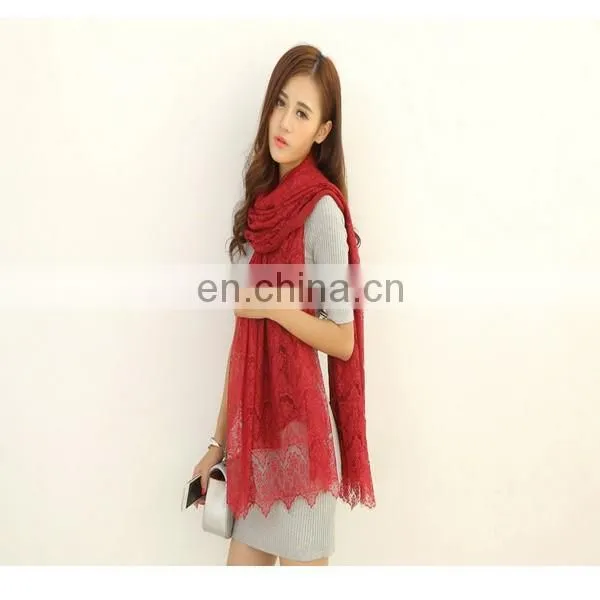 Fashion Women Pure Cotton Lace Scarf Sunscreen Beach Scarf Multi-color In Stock