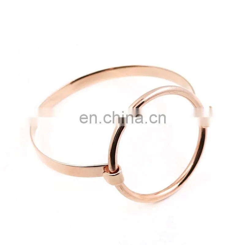 Gold Rose Gold and Silver Circle Bangle Lady Bracelet