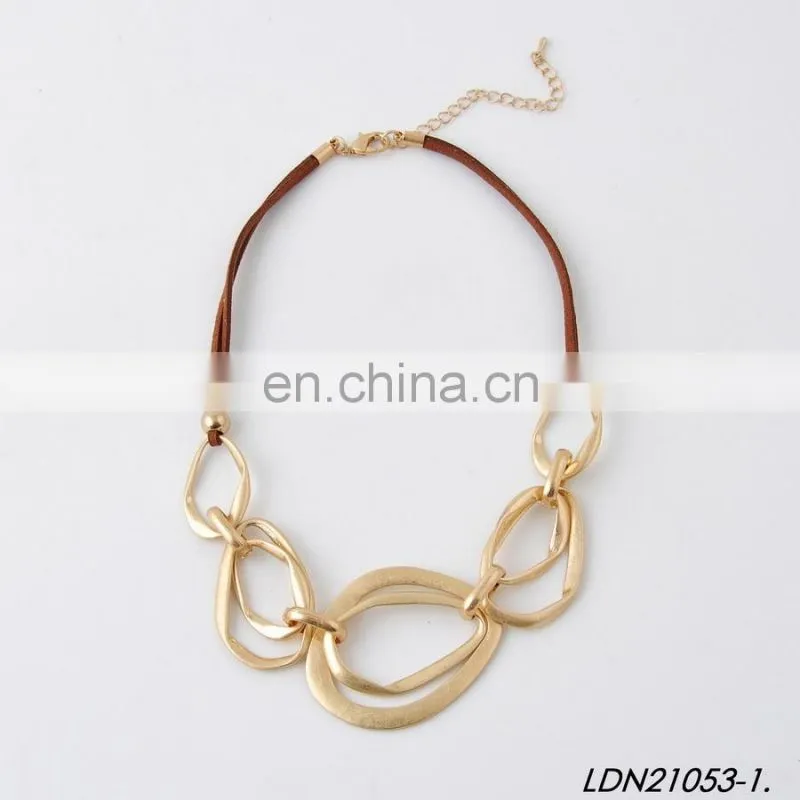 Pompom Metal Chain Leaf Loopy Circles Necklaces