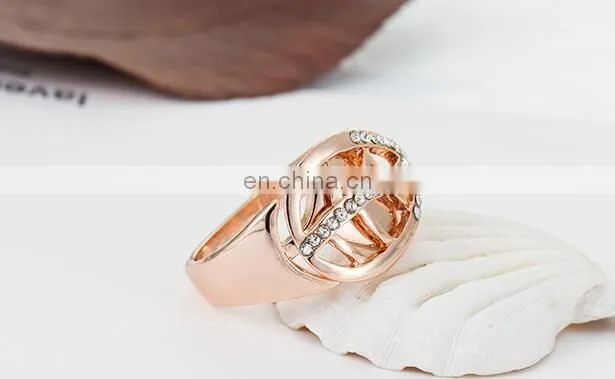 Engagement Women Rings Jewelry Gold Color Fashion White AAA CZ Cubic Zirconia Leaves Ring For Female Wedding Gift