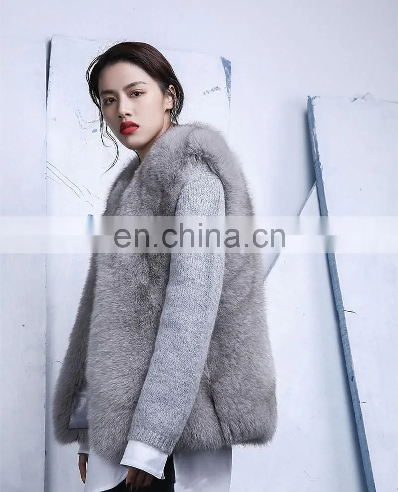 Natural Fox Fur Vest Hot Selling Warm Winter Vest Women Real Fox Fur Coat