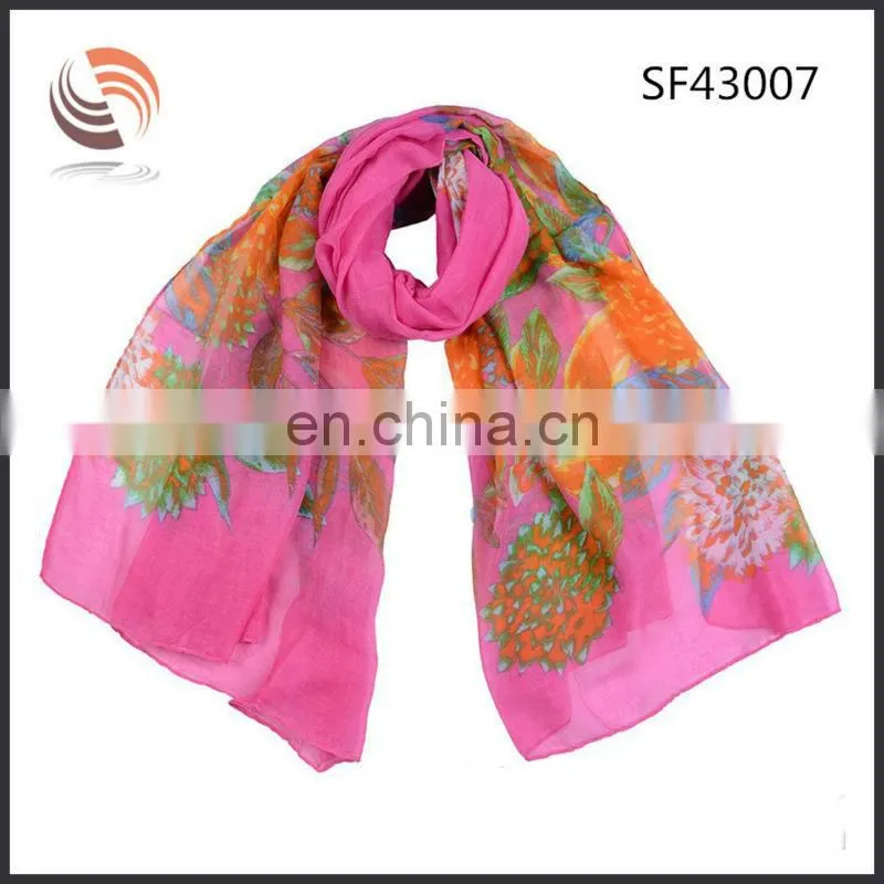 latest fashion spring polyester scarf flora scarf wholesale