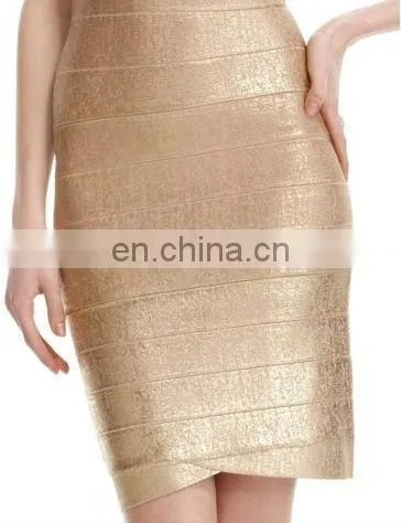 2014 gold bandage dress v neck foil printing wome dress