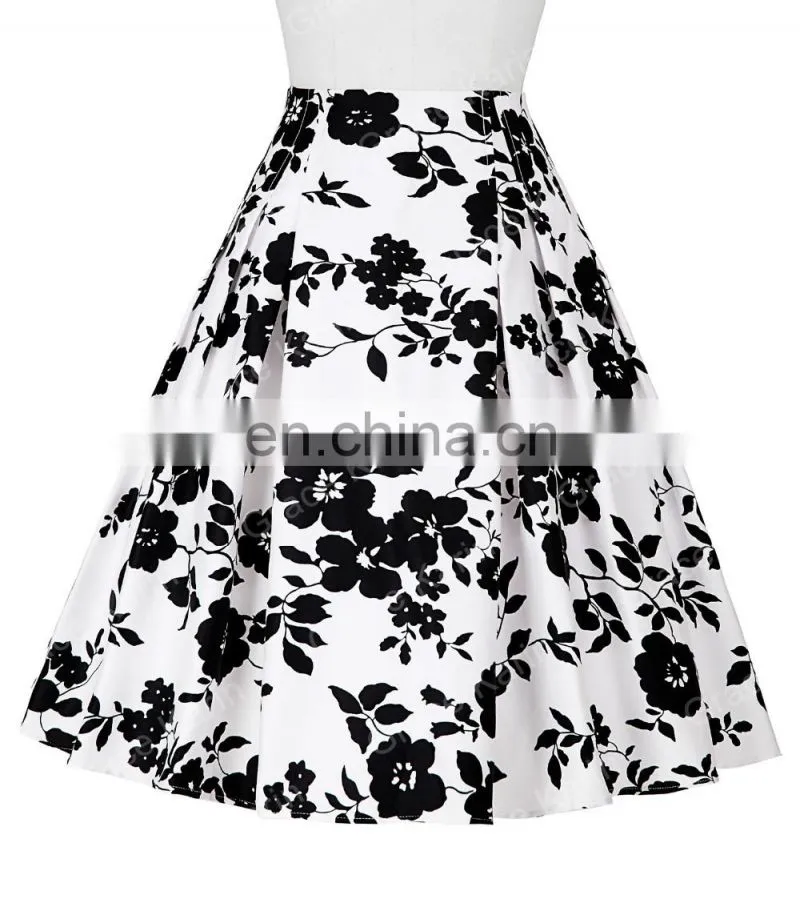 Grace Karin Occident Vintage Retro 50s Floral Pattern Cotton Skirt CL008925-9