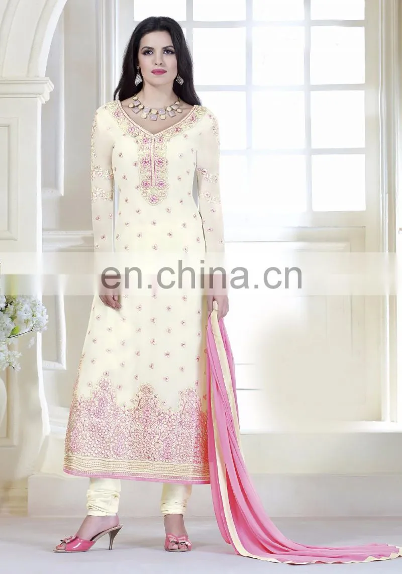 Sea Green Colored Faux Georgette Indian Traditional Wear Suit.