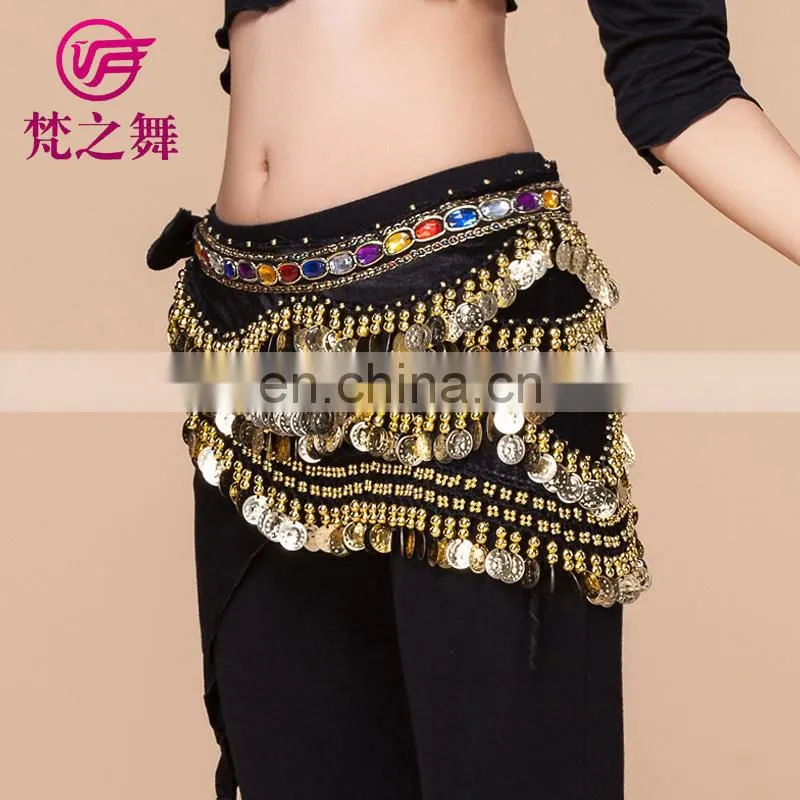 Hot sale egyptian gold coins belly dance hip scarf Y-2034#