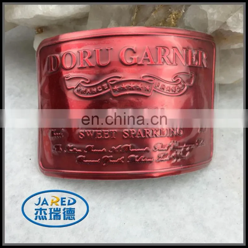custom embossed metal top sticker bottle liquor printing label bottle label