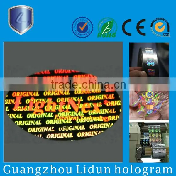 2015 hot sale silver hologram sticker&waterproof custom label &laser sticker