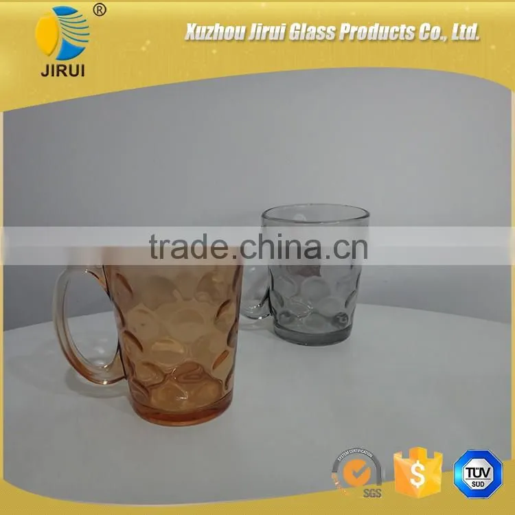 300ml multi-color glass cup with handle for drinking
