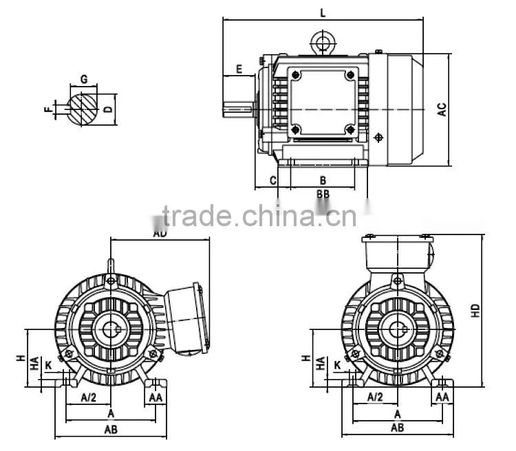 1.1kw 4 pole YE3/IE3 series three phase high efficiency motor