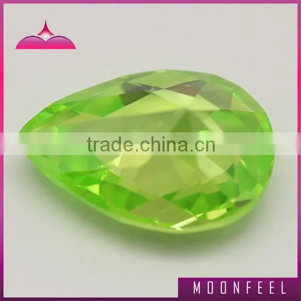 natural green Pear Shape cz stone