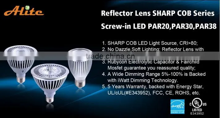 E26 E27 dimmable CE ROHS ETL led par 30 12w