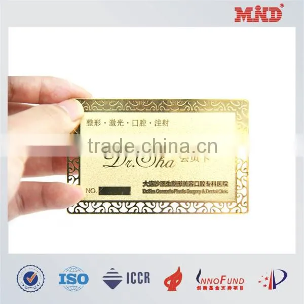 MDC1454 high fashion metal member card for club sliver card golden card