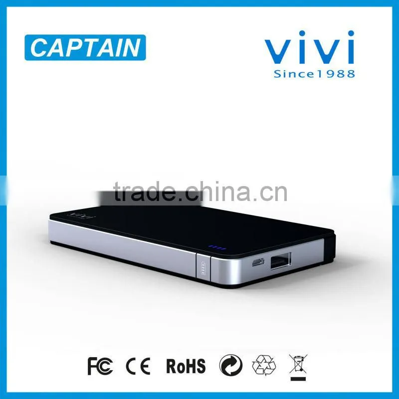 best quality power bank 8000mah dual usb cable in one for smart phone samsung HTC LG ROHS CE FCC