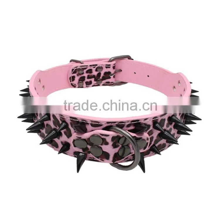 Wholesale pet products large pet collars nails pu leather dog collars