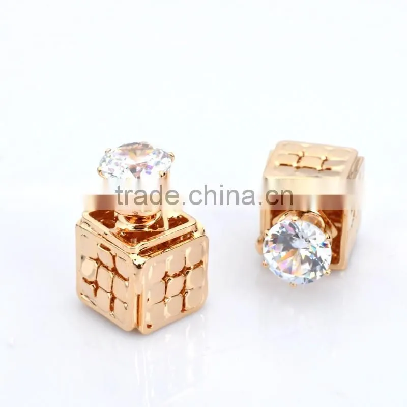 Fashion Women Big Elegant 22K Fake Gold Plated Crystal Stud Earring Designs