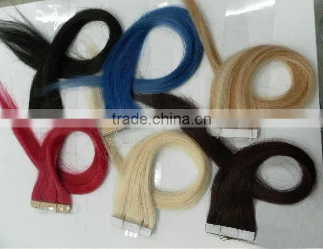 Highlight Skin Weft Tape Remy Hair Extensions , Lock Hair Extension