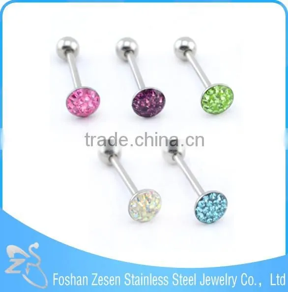 Hot Selling Body Jewelry Crystal Tongue Ring Unique Piercing Jewelry