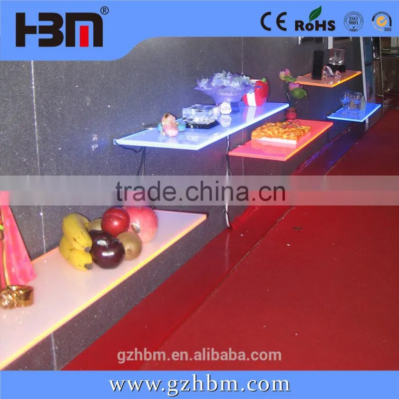 customize size different color LED shelf display for shop's display showcase