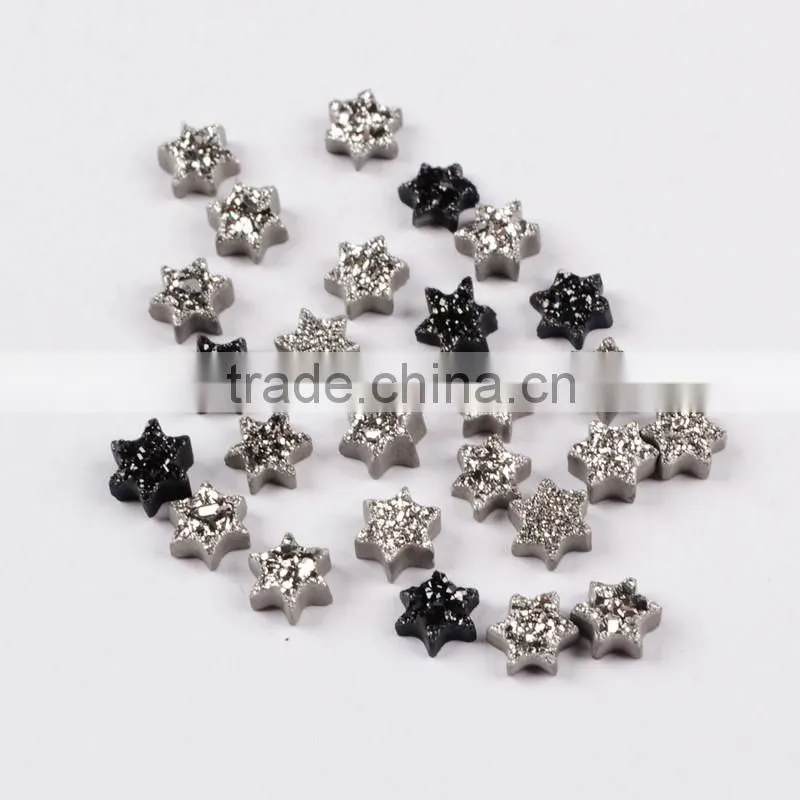 Wholesale mogen david star loose flat agate druzy cabochon beads