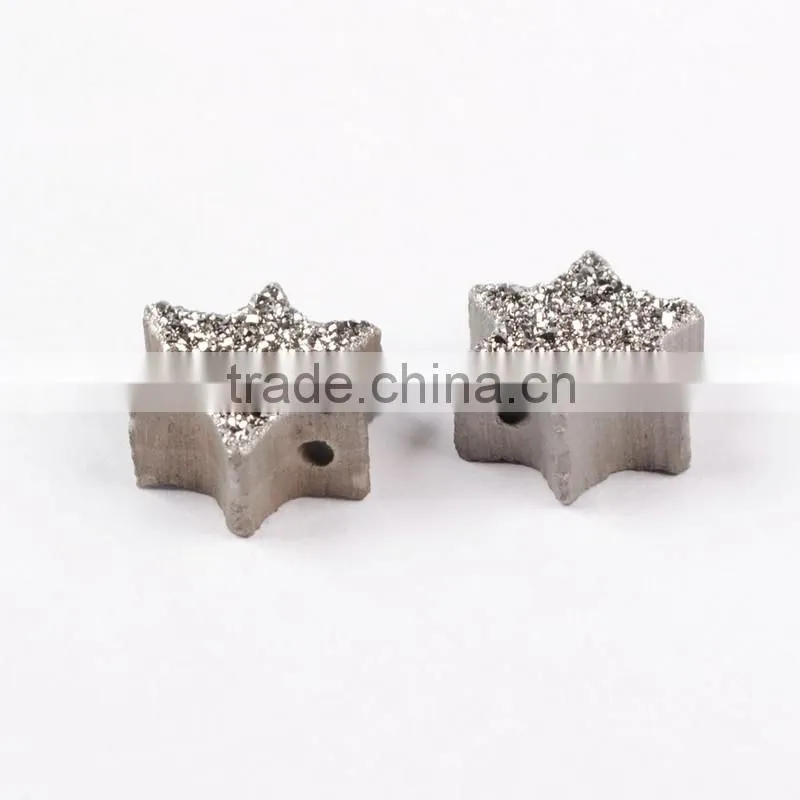Wholesale mogen david star loose flat agate druzy cabochon beads