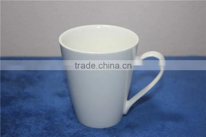 Shining V-shape white blank ceramic mugs bulk for logo