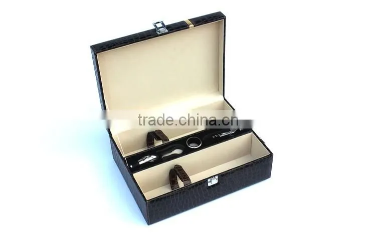 Customized wooden box Two red wine boxes colour black Crocodile grain lines wine boxes