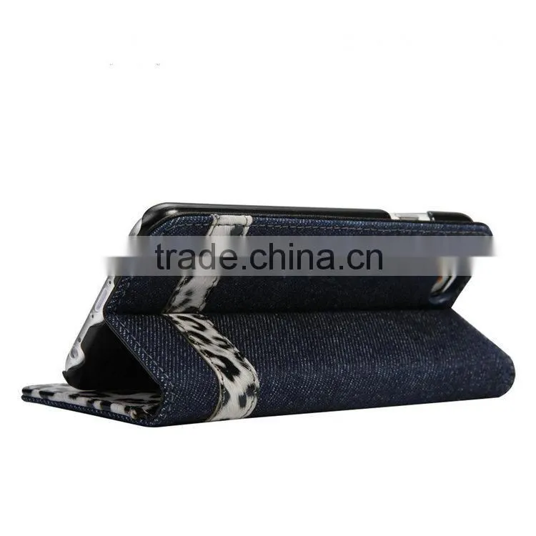 Stylish Leopard Print PU Leather Wallet Flip Stand Mobile Phone Case for iPhone 6