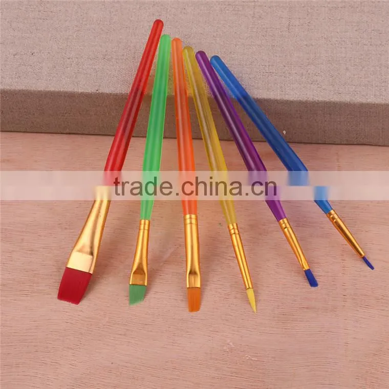 In Stock 6Pcs Nylon Hair Plastic Handle Artist Paint Brush