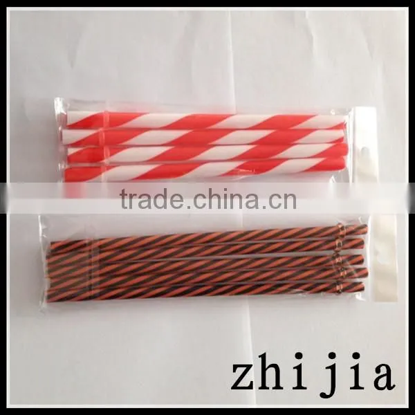 Colorful plastic wrapped acrylic straws striped