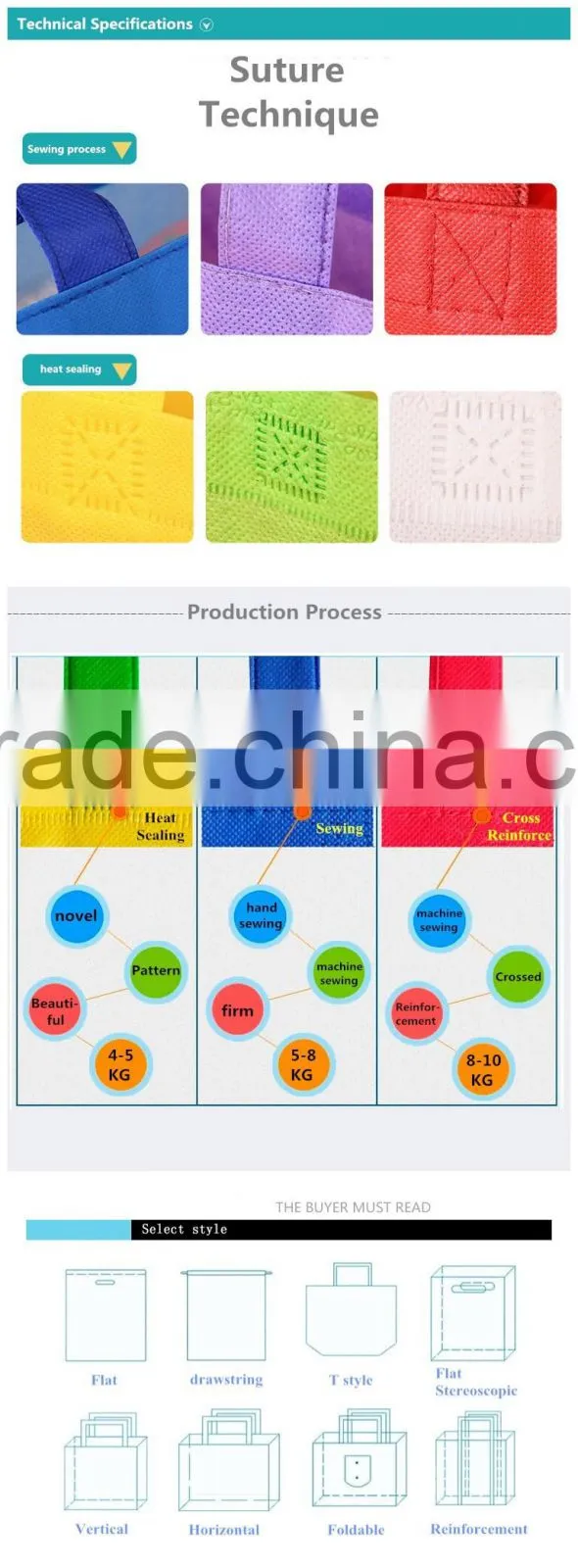 non-woven handle shopping bags button closure with silk printing