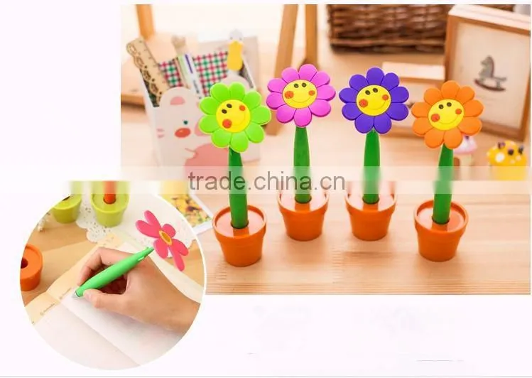 3D PVC pen plastic cartoon pen flower pen cheap promotion cute products