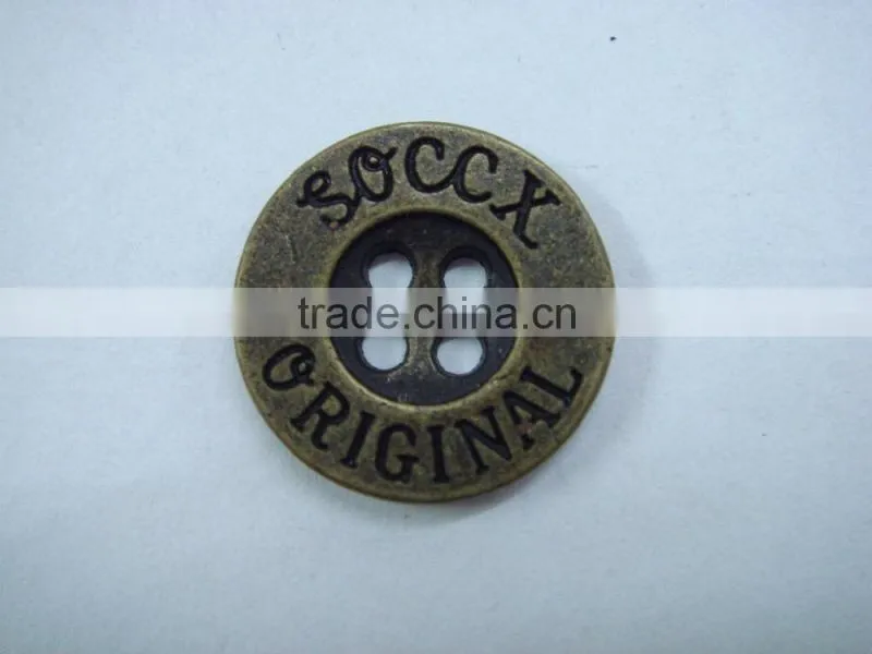 15mm customer logo round 4 holes metal alloy button