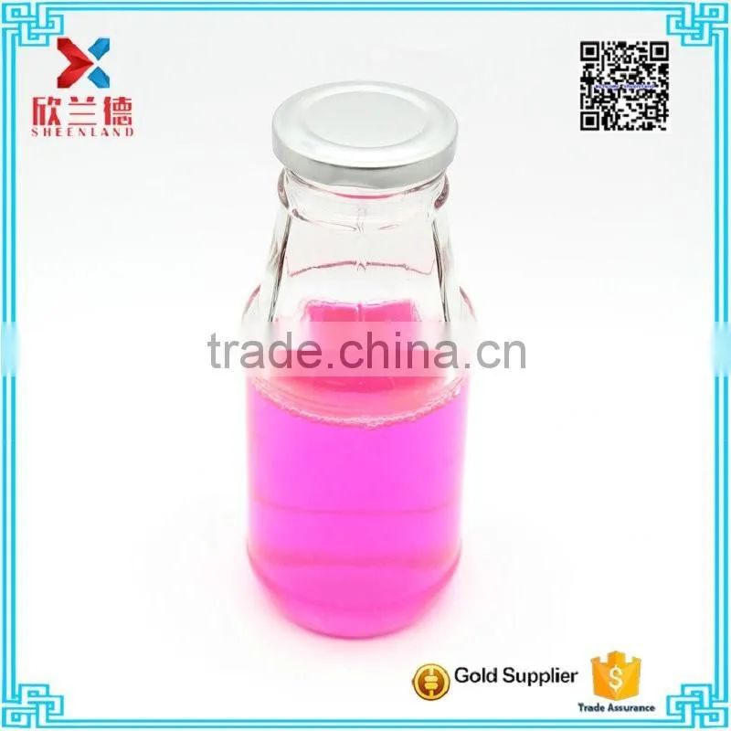 glass milk beverage drinking bottle with screw top lid 350ml