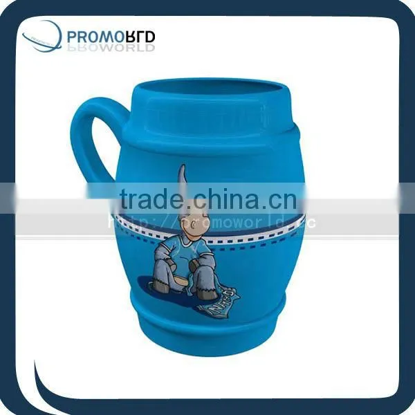 Customized Design Wrist Drum Shape Porcelain Stoneware Beer Mugs Cups White