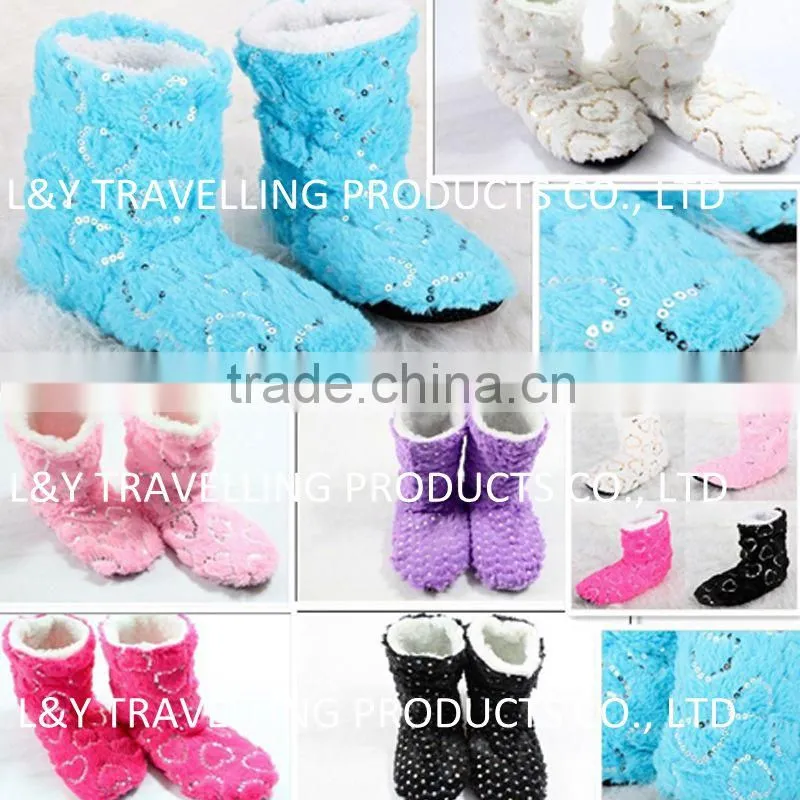 New Ladies Cosy Winter Soft Furry Pom Pom Slippers Boots