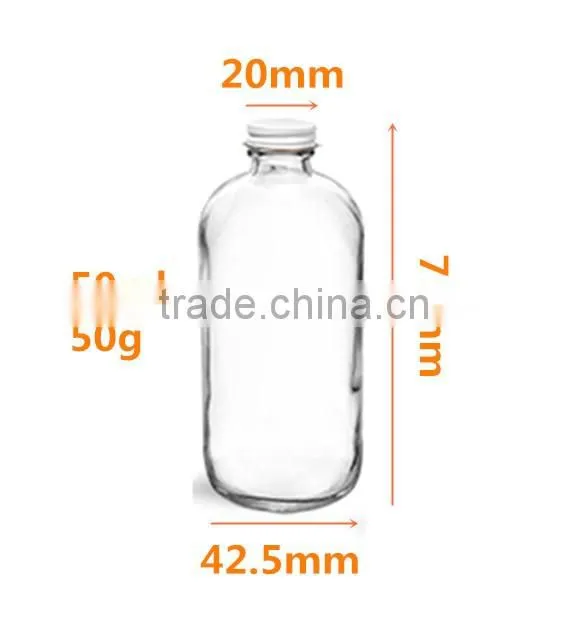Clear boston round medecine glass bottle for syrup packing