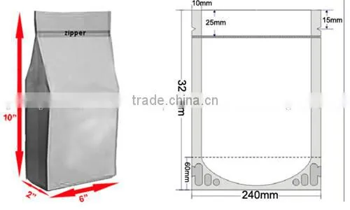 foil stand up coffee bag with zipper doypack and bottom gusset