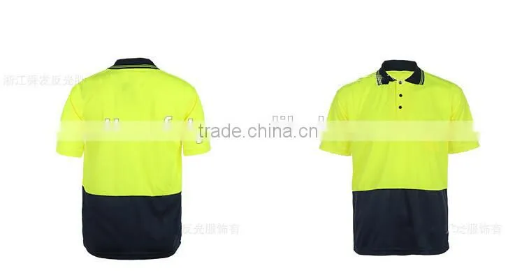 custom design fluorescence orange yellow high visibility cheap safety reflective uniform t-shirt