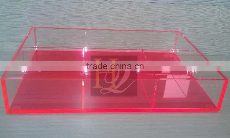 Acrylic tray with insert, Red color acrylic compartment jewelry tray