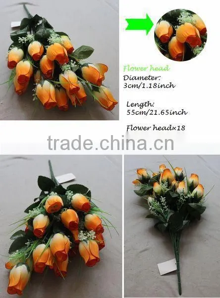 18 heads fatory making artificial flower rose bud silk rose bud