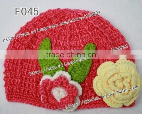 100% cotton crochet baby girl flower hats ,fabric flower hat accessories,knit flowers for hats
