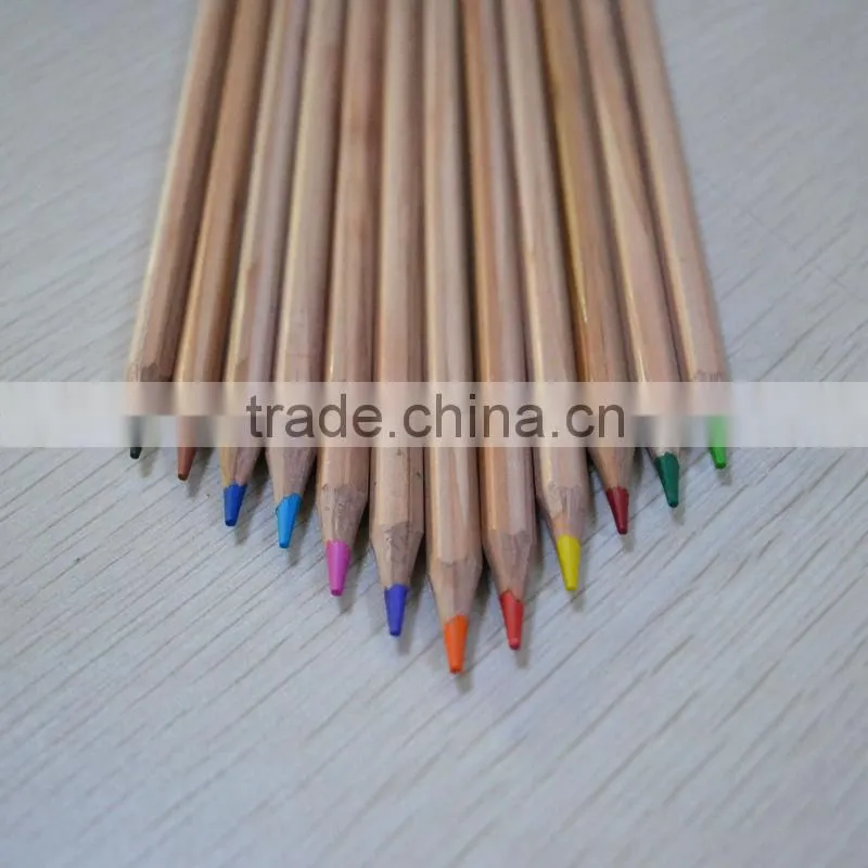 7" standard size hexagonal shape high quality 3.0mm color lead natural wood colored pencil