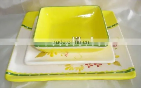 distinctive ceramic tableware,square shape by handpaited