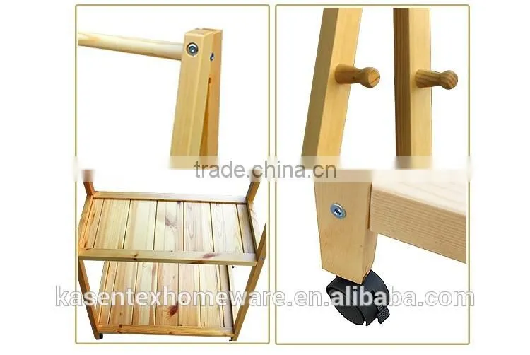 Natural color Solid Pine Wood Coat Rack/Coat Rack Wagon