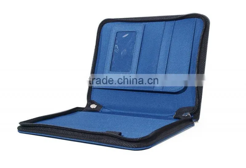 Waterproof Chief blue color genuine leather cover for notebook